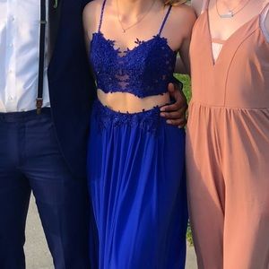 Royal blue 2 piece prom dress